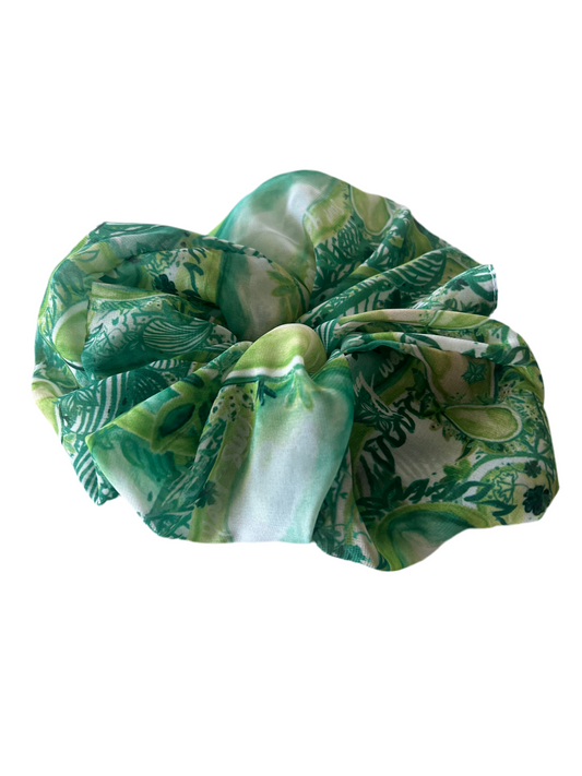 Lime Dancing Waves Scrunchie