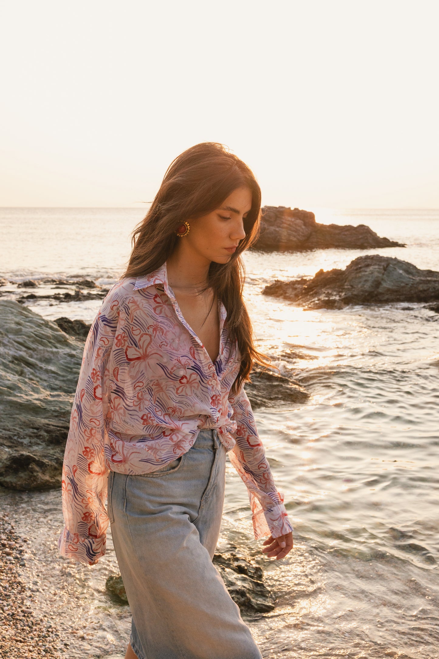 Cecilia Shirt (White Waves)