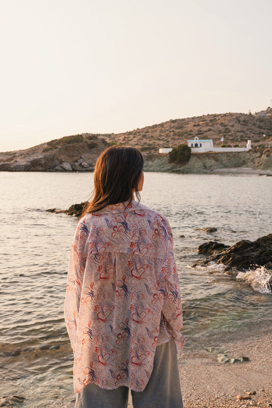 Cecilia Shirt (White Waves)